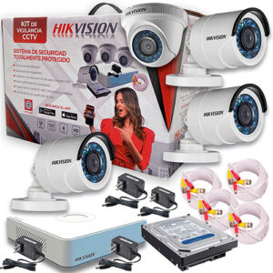 Cámaras De Seguridad KIT CCTV Hikvision Mini Dvr 4 Canales+4 Cámaras