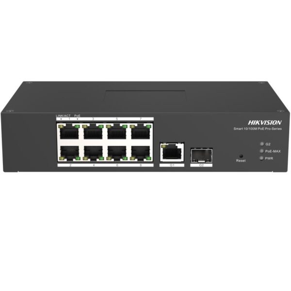Switch PoE inteligente Fast Ethernet de 8 puertos - Hikvision Colombia